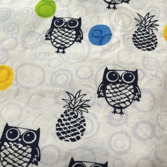 Cherokee Blue and White Owl and pineapple Print Scrub Top - Picture 6 of 6